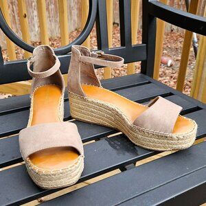 Kelly & Katie Faydrena Espadrille Wedge Platform Sandal, tan, size 10